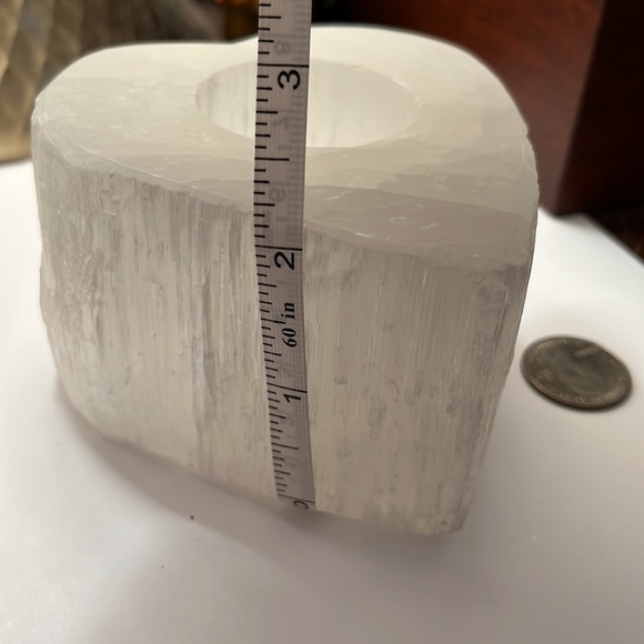 Selenite Crystal Heart Candle Holder - Picture 6 of 6